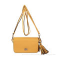 Lemon Yellow Fashion Summer Shoulder Bag / Leather Tassel Crossbody Bag For Girls